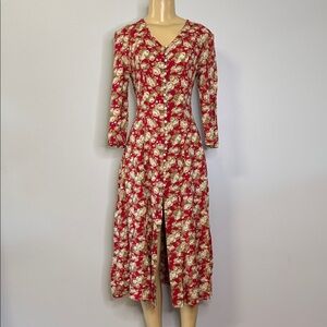 Vintage Paris Sport Club Floral Red Dress Size 9/10